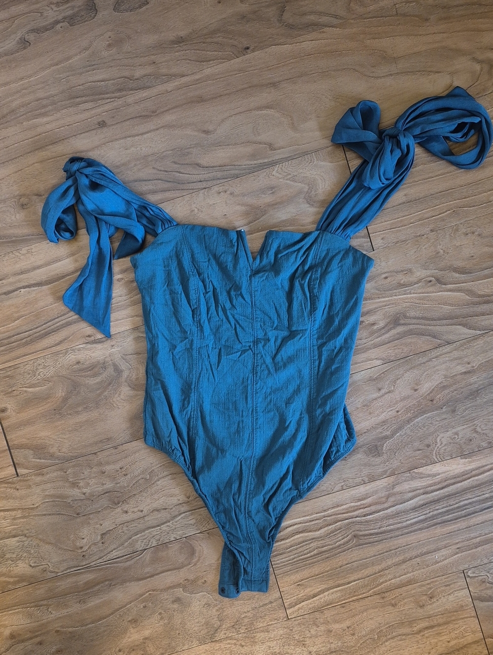 Free People Emerald Green Tie-Shoulder Body Suit